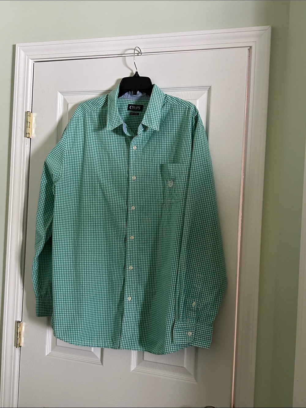 Chaps Green Gingham Button-Front Dress Shirt